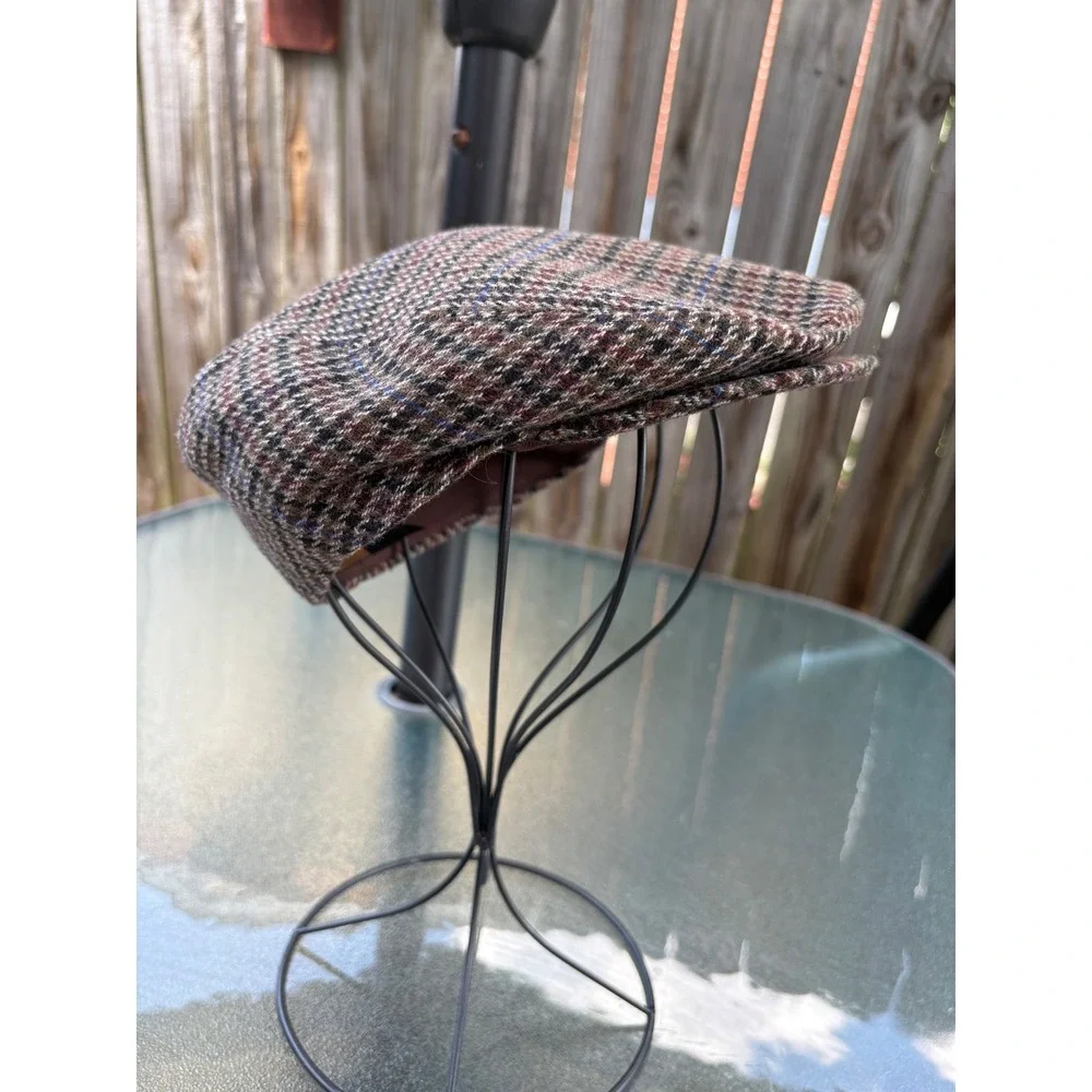 VTG Country Gentleman Mens Wool Blend Flat Cap Plaid Ivy Hat Made in Italy Large